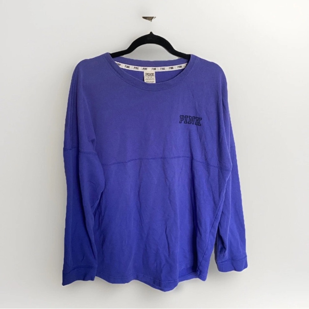 Victoria's Secret PINK Women Sweatshirt Med Purple LOVE Logo Long Sleeve Y2K